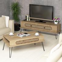svetaines staliukas - Kalune Design Svetainės baldų rinkinys Ekol - Oak - 2 nuotrauka