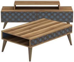 Kalune Design Svetainės baldų rinkinys City - Walnut, Chalcedony