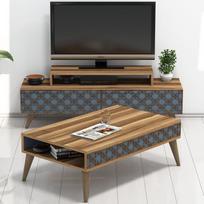 svetaines staliukas - Kalune Design Svetainės baldų rinkinys City - Walnut, Chalcedony - 2 nuotrauka