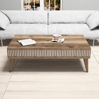 svetaines staliukas - Kalune Design Svetainės baldų rinkinys Milan - Walnut - 4 nuotrauka