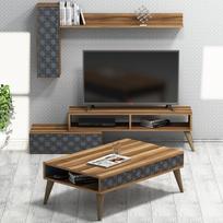 Kalune Design Svetainės baldų rinkinys Planet - Walnut, Chalcedony