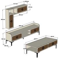 baldai - Svetainės baldų komplektas Kalune Design 845(III), tamsiai rudas/mėlynas - 7 nuotrauka