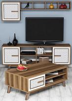 Kalune Design Svetainės baldų rinkinys Ayla - Walnut, Baltas