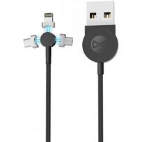 Forever Core 3in1 magnetic cable USB - Lightning+USB-C+microUSB 2.5A 1m Black