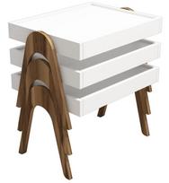 dalimis 32 - 3-jų kavos staliukų komplektas Kalune Design 845(I), baltas/rudas - 1 nuotrauka