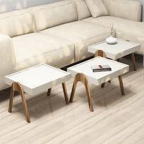 dalimis 32 - 3-jų kavos staliukų komplektas Kalune Design 845(I), smėlio/rudas - 3 nuotrauka