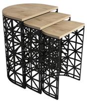 zurnalinis staliukas azuol - 3-jų kavos staliukų komplektas Kalune Design 845, šviesiai rudas/juodas - 1 nuotrauka