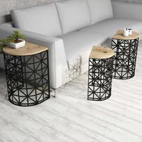 zurnalinis staliukas azuol - 3-jų kavos staliukų komplektas Kalune Design 845, šviesiai rudas/juodas - 4 nuotrauka