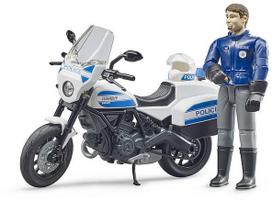 motociklu modeliukai - Žaislinis motociklas Bruder Scrambler Ducati Police Motorcycle 62731, mėlyna/balta - 2 nuotrauka