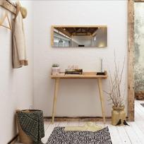 zurnalinis staliukas azuol - Šoninio staliuko ir veidrodžio komplektas Kalune Design Banevento, rudas - 2 nuotrauka