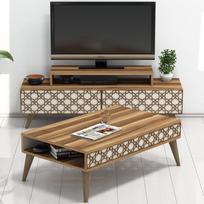 Kalune Design Svetainės baldų rinkinys City - Walnut, Kreminis