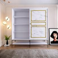 drabuzine - Kalune Design Drabužinė Martin Sürgülü 190 - Baltas, Juodas, Gold - 4 nuotrauka