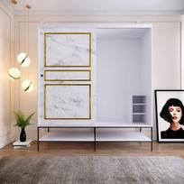 drabuzine - Kalune Design Drabužinė Martin Sürgülü 190 - Baltas, Juodas, Gold - 5 nuotrauka
