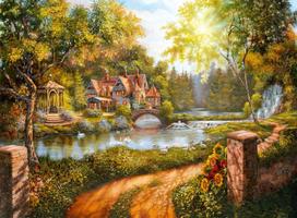 kotedzui - Ravensburger Puzzle Cottage By The River 500pcs 165827 - 2 nuotrauka