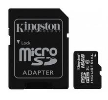 micro sd kortele 16 gb - Kingston 16GB microSDHC UHS-I Class 10 Industrial Temp Card + SD Adapter - 1 nuotrauka