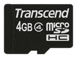 Atminties kortelė Transcend microSDHC 4GB CL4 + Adapteris