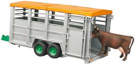 Priekaba Bruder Cattle Transport Trailer With Cow 02227, pilka