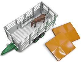 karve - Priekaba Bruder Cattle Transport Trailer With Cow 02227, pilka - 4 nuotrauka