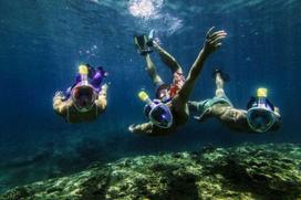 snorkeling mask -  Free Breath Snorkeling Mask M2068G L/XL, mėlyna - 7 nuotrauka