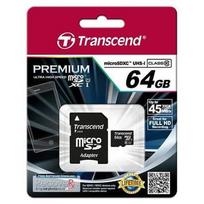 Atminties kortelė Transcend microSDXC 64GB UHS1 + Adapteris