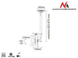 plazma - Maclean MC-504b TV Ceiling Mount Bracket LCD LED Plasma 23'' - 42'' 30kg - 2 nuotrauka