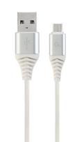 Gembird USB To Micro USB Premium Cotton Braided Cable Silver / White 1m