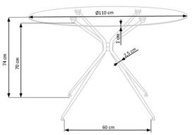valgomojo stalai auksiniai - Valgomojo stalas Halmar, aukso, 1100x1100x740mm - 10 nuotrauka