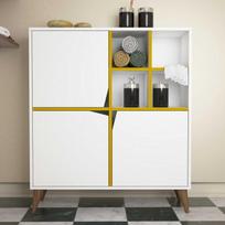 komoda 100 - Komoda Kalune Design 845, 115 cm, balta/geltona - 2 nuotrauka