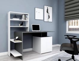 baltas stalas darbui - Kalune Design Studijų stalas Melis - Baltas, Anthracite - 2 nuotrauka