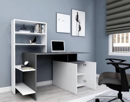 baltas stalas darbui - Kalune Design Studijų stalas Melis - Baltas, Anthracite - 3 nuotrauka