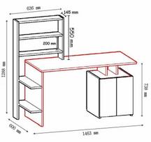 baltas stalas darbui - Kalune Design Studijų stalas Melis - Baltas, Anthracite - 5 nuotrauka