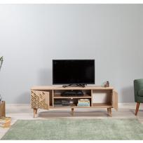 40 tv stovas - TV staliukas Kalune Design 863(I), geltonas/ąžuolo spalvos - 6 nuotrauka