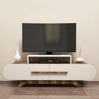 graikiniai riesutai - TV staliukas Rose, baltas/šviesiai rudas - 4 nuotrauka
