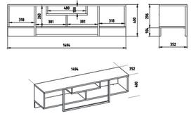 40 tv stovas - TV staliukas Kalune Design Asal 150 cm, baltas/juodas - 4 nuotrauka