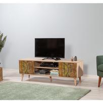 40 tv stovas - TV staliukas Kalune Design 863(I), ąžuolo spalvos/geltona - 3 nuotrauka