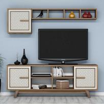 Kalune Design TV vienetas Ayla - Walnut, Kreminis