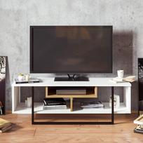40 tv stovas - TV staliukas Kalune Design Asal 120 cm, baltas/ąžuolo spalvos - 4 nuotrauka