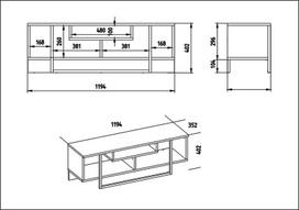 40 tv stovas - TV staliukas Kalune Design Asal 120 cm, baltas/juodas - 4 nuotrauka