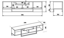 40 tv stovas - TV staliukas Kalune Design Asal 150 cm, baltas/ąžuolo spalvos - 5 nuotrauka