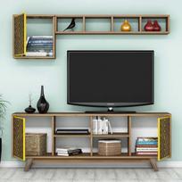 graikiniai riesutai - Kalune Design TV vienetas İnci - Walnut, Geltona - 2 nuotrauka