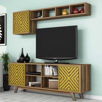 graikiniai riesutai - Kalune Design TV vienetas İnci - Walnut, Geltona - 3 nuotrauka
