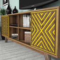 graikiniai riesutai - Kalune Design TV vienetas İnci - Walnut, Geltona - 4 nuotrauka