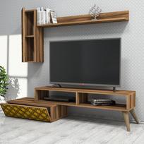 graikiniai riesutai - Kalune Design TV vienetas Planet - Walnut, Geltona - 3 nuotrauka