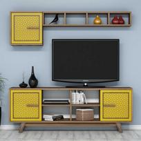 Kalune Design TV vienetas Ayla - Walnut, Geltona