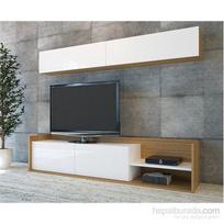 svetaines staliukas - Kalune Design TV vienetas Kale - Teak, Baltas - 2 nuotrauka