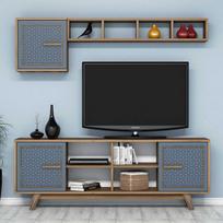 Kalune Design TV vienetas Ayla - Walnut, Mėlyna