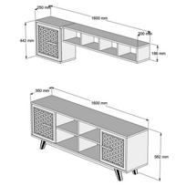 graikiniai riesutai - Kalune Design TV vienetas Ayla - Walnut, Mėlyna - 5 nuotrauka