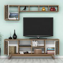 graikiniai riesutai - Kalune Design TV vienetas İnci - Walnut, Kreminis - 2 nuotrauka