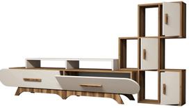Kalune Design TV vienetas Flora S - Walnut, Kreminis