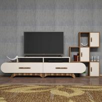 graikiniai riesutai - Kalune Design TV vienetas Flora S - Walnut, Kreminis - 4 nuotrauka
